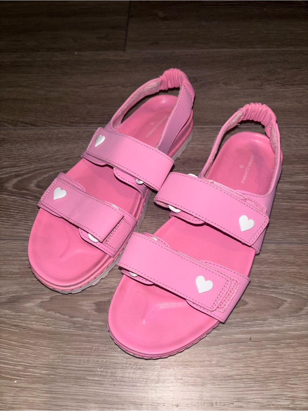 Stoney Clover Lane Pink Sandals with White Heart Accents